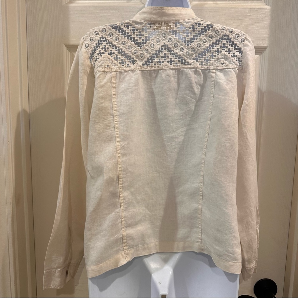 Johnny Was 4 Love And Liberty Linen Moto Jacket Size Large - Picture 4 of 9